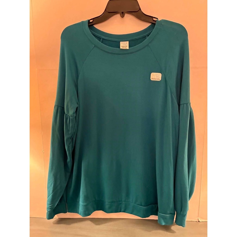 Time and Tru Maternity Balloon Sleeve Sweatshirt Womens Medium 8-10 Blue Relaxed